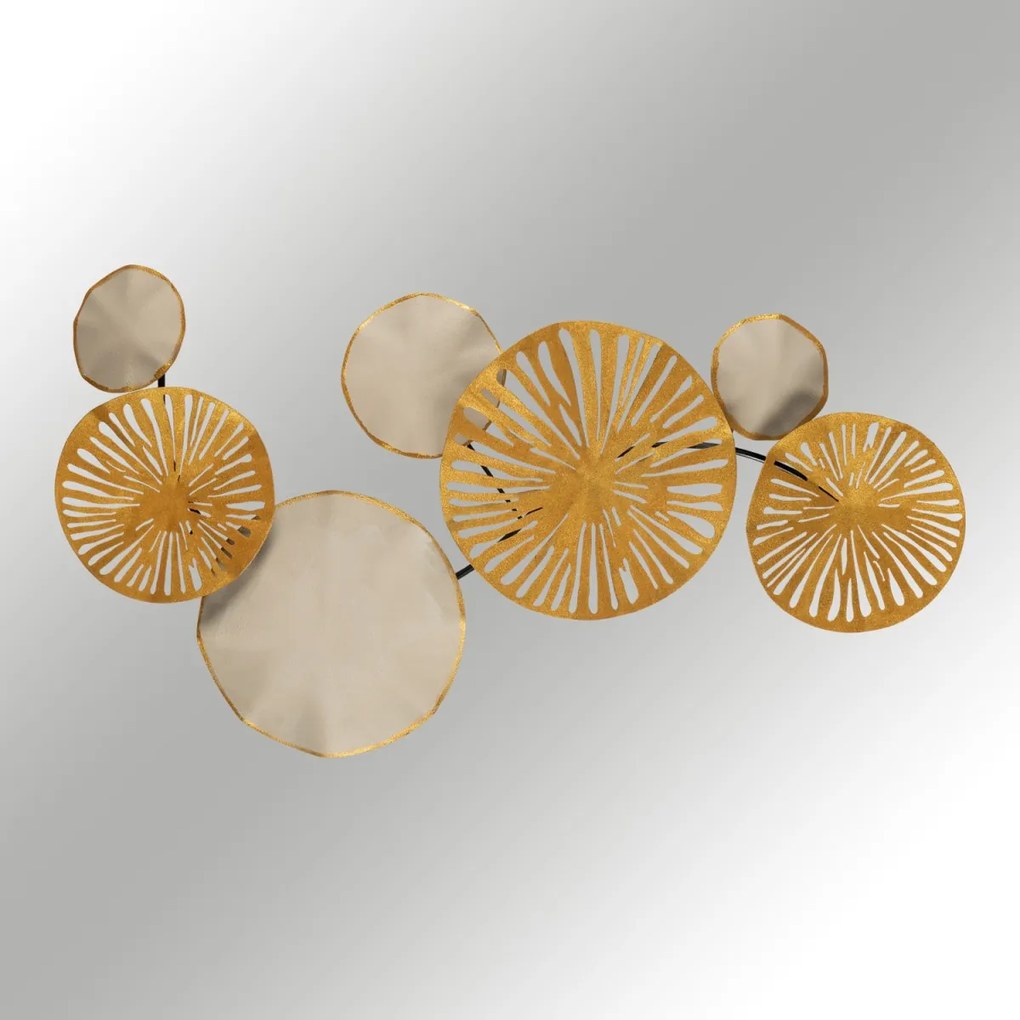 Nástenná kovová dekorácia ASTRID II 130 cm zlatá/šedá