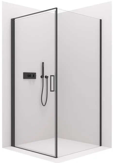 Cerano Porte, 1-krídlový sprchovací kút 100x80 cm, 8mm číre sklo, čierny profil, CER-CER-413588