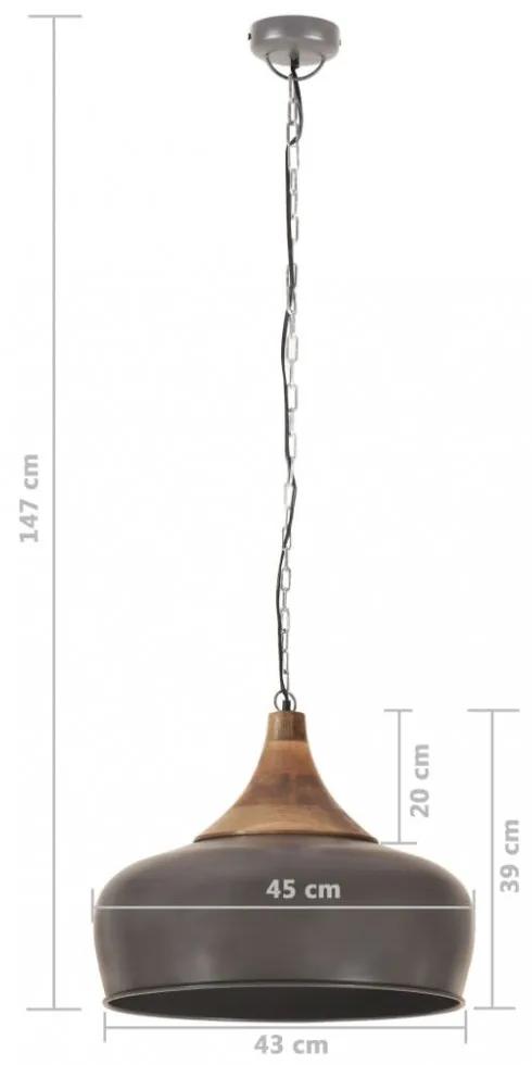 Závesná lampa sivá / mangovníkové drevo Dekorhome 45 cm