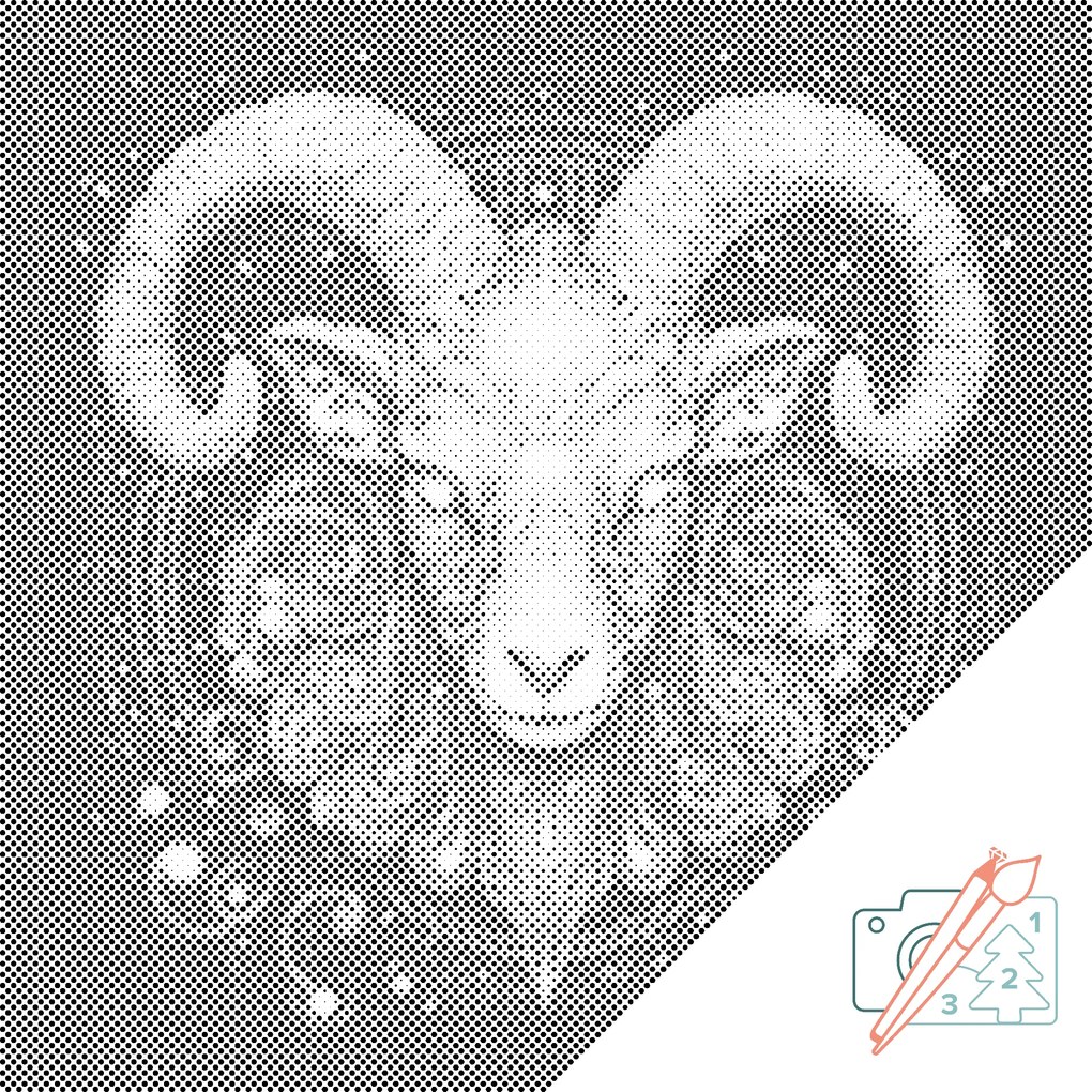 Gario Bodkovanie Baran/Aries Rozmery: 50 x 50 cm, Rámovanie: S vnútorným rámom, Farba bodiek: Čierna