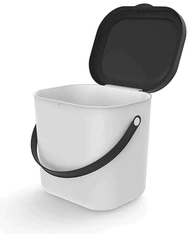 Malý odpadkový kôš na bioodpad, 6 l ALBULA, biely/antracit