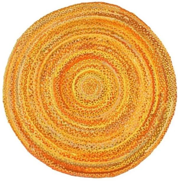 Žltý bavlnený okrúhly koberec Eco Rugs, Ø 120 cm