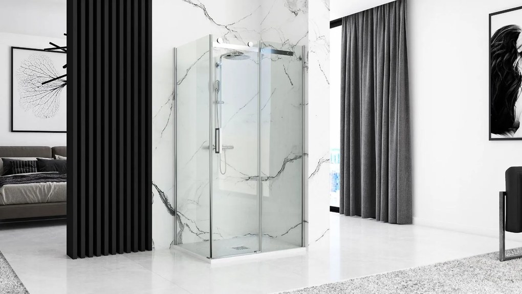 Rea Black Rock, konglomerátová sprchová vanička 100x80x3,5 cm, biela, REA-K5581