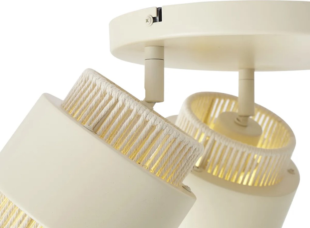 Moderné stropné bodové svietidlo béžové s lanom 3-svetlá otočné a naklápacie - Kora