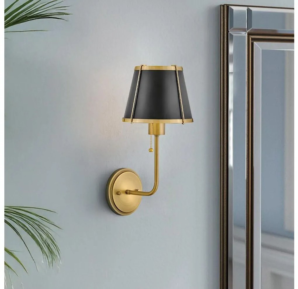 Hinkley HK-CLARKE1-BR-BK - Nástenná lampa CLARKE 1xE27/40W/230V mosadz/čierna