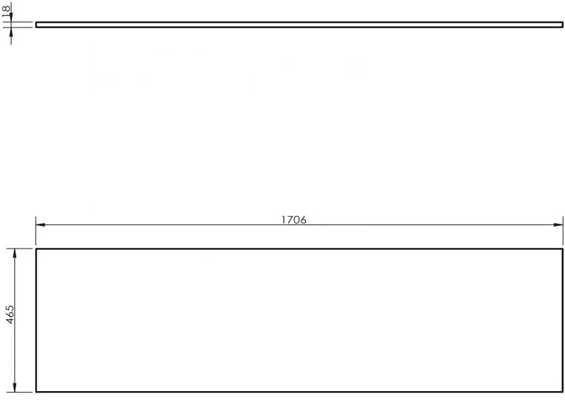 Mexen Uni, pracovná doska 170 cm, sivá matná, 91AXX-1704-464-18-62