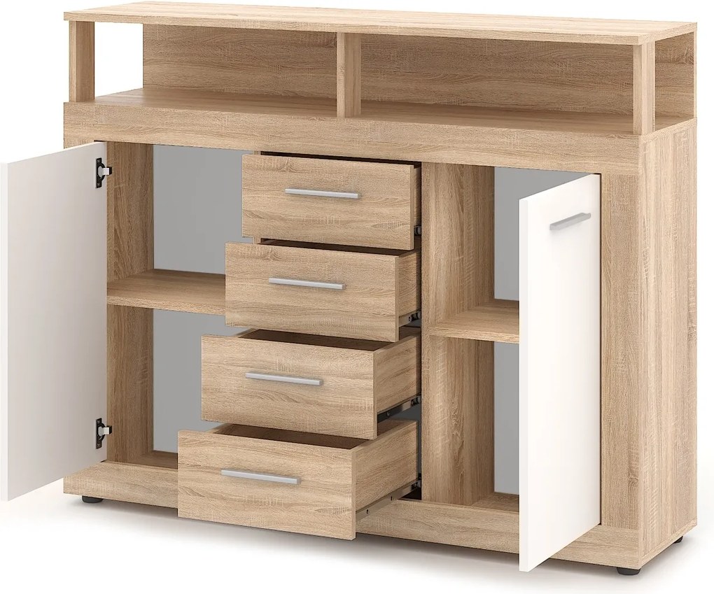 Komoda Luna 119 cm dub Sonoma/bílá II