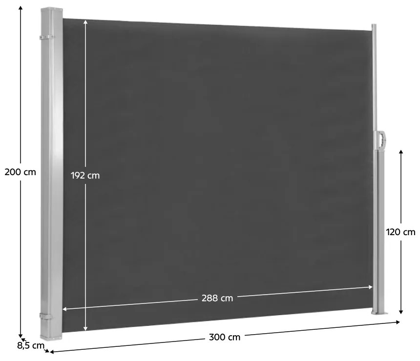 Bočná markíza Taksa 300x200 cm - antracit / sivá