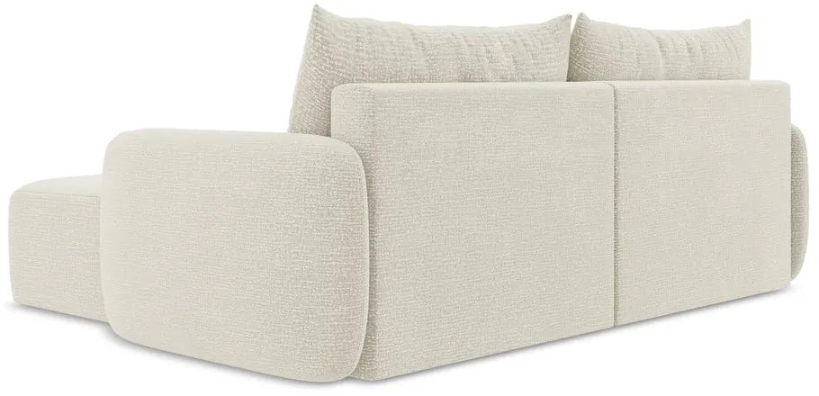 Krémovobiela rozkladacia/s úložným priestorom rohová pohovka (pravý roh) Kalena – Makamii