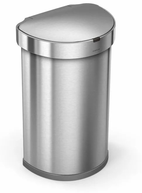 Pologuľatý bezdotykový kôš, 45 l, matná oceľ, nerez