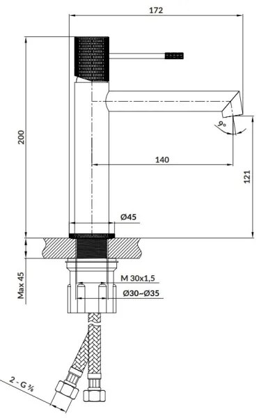 Cersanit S951-598 - Umyvadlová batéria ZEN 20 cm čierna