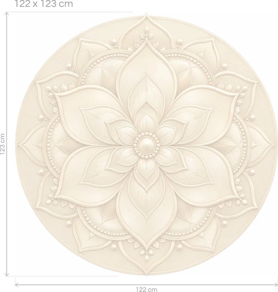 Zlatá kvetinová mandala minimalistická zlatá textilná nálepka na stenu do spálne arch 46 x 46 cm