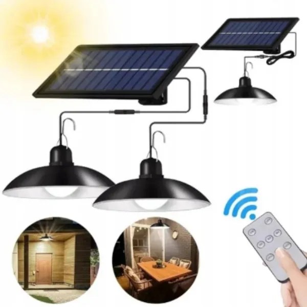 Solárne pouličné osvetlenie - dvojitá lampička + ovládač