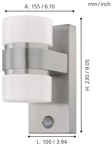 Eglo 96277 - LED Vonkajšie nástenné svietidlo s čidlom ATOLLARI 2xLED/6W