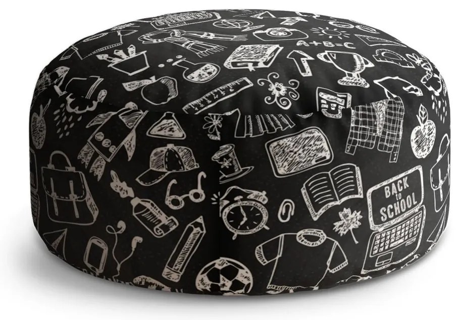 Taburet Circle čiernobiela škola, čierna