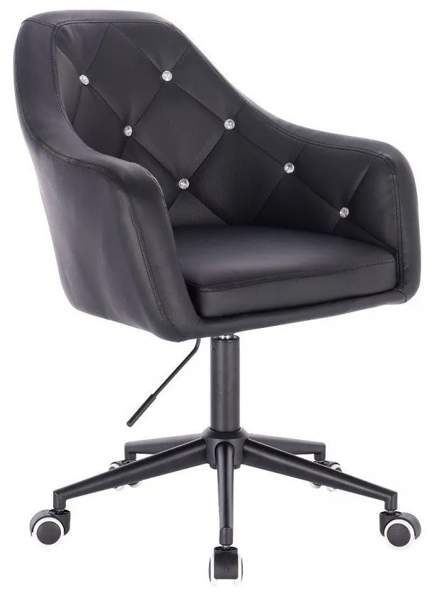 LuxuryForm DESIGN Kreslo ROMA na čiernej podstave s kolieskami - čierne