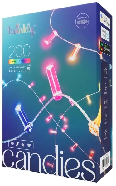 Twinkly TWKC200RGB-T - LED RGB Stmievateľná vianočná reťaz 200xLED 14 m USB Wi-Fi