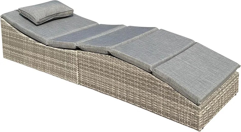 Polohovateľné ratanové lehátko SAVANA sivá/tm. šedá