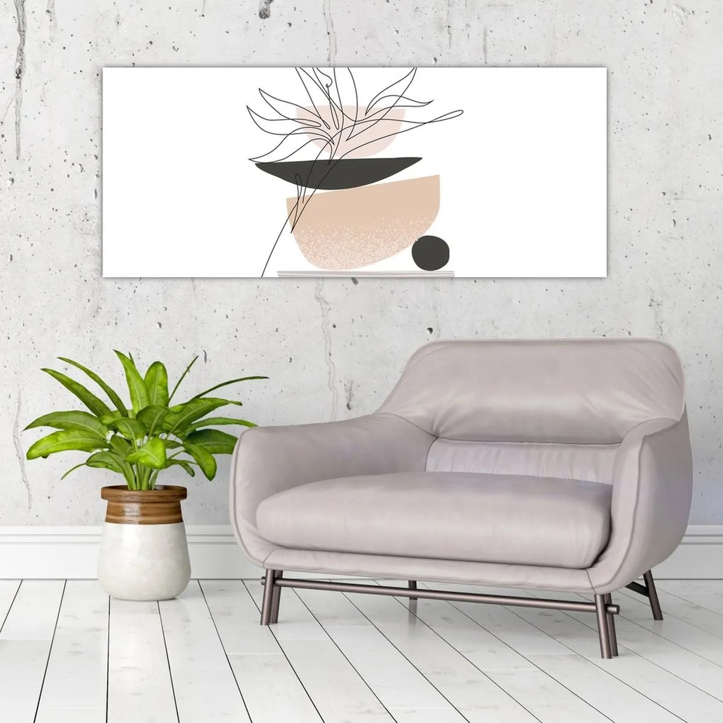 Obraz - Line art kvety N⁰1 (120x50 cm)