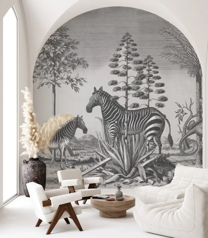 WALLCOLORS Zebra on Agave Wallpaper - tapeta POVRCH: Prowall Concrete