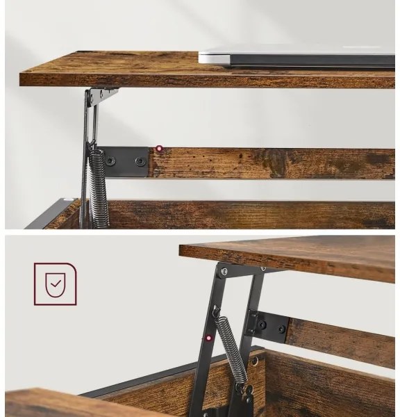 Konferenčný stolík so zdvíhacou doskou NYRO hnedá/čierna