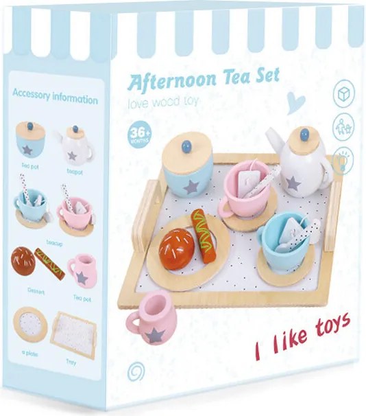 LEAN Toys Kávový servis Drevená čajová súprava Malé koláče Agen