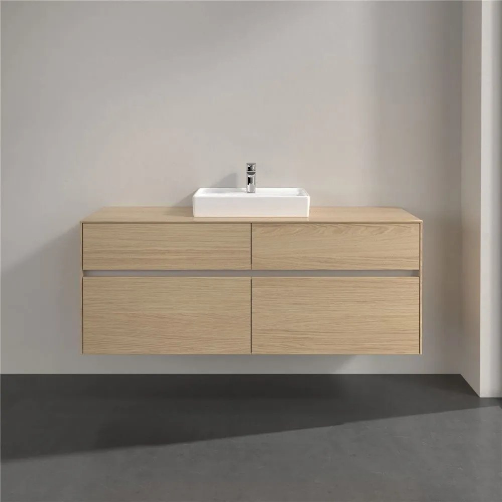 VILLEROY &amp; BOCH Collaro závesná skrinka pod umývadlo na dosku (umývadlo v strede), 4 zásuvky, 1400 x 500 x 548 mm, Nordic Oak, C07300VJ