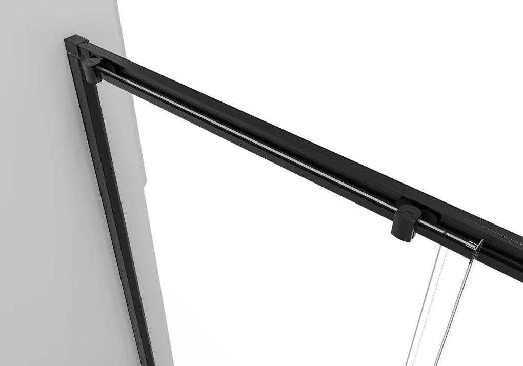 Cerano Varone, sprchovací kút s posuvnými dverami 100(dvere) x 100 (stena) x 195 cm, 6mm číre sklo, čierny profil, CER-CER-DY505B-100100