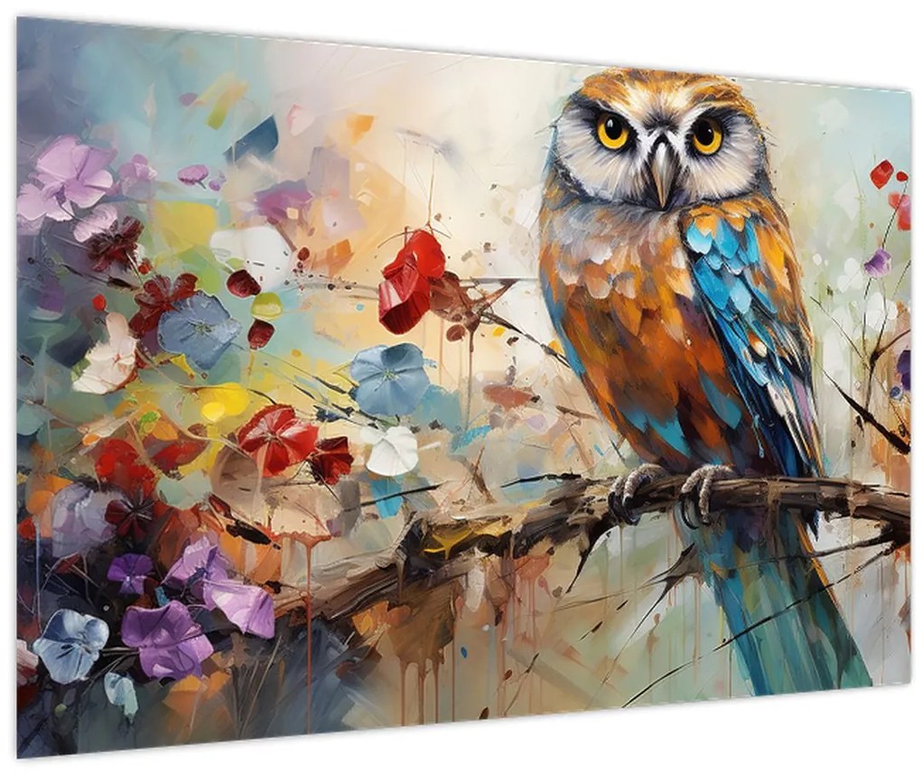 Obraz - Maľovaná sova (90x60 cm)