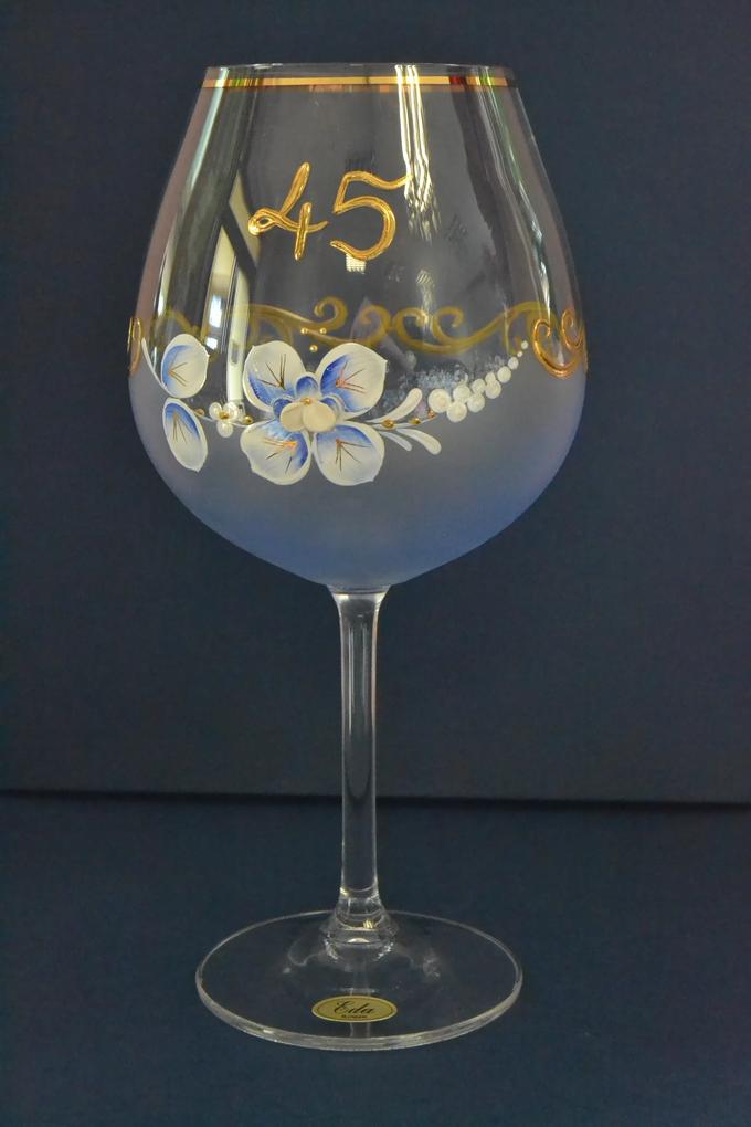 Výročný pohár na 45. narodeniny - NA VÍNO - modrý (v. 23 cm)