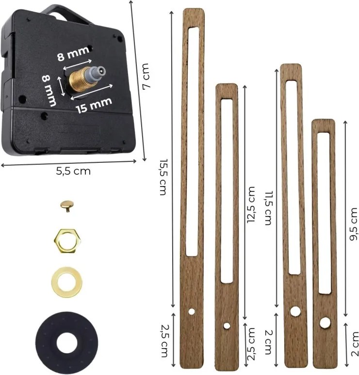 Minimalistické drevené ručičky s tichým chodom pre váš interiér | SENTOP R102