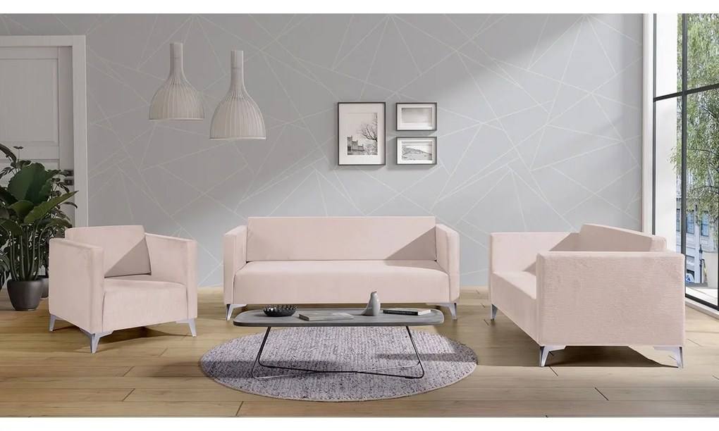 Sedacia súprava Denim 3+2+1, Dostupné poťahy: Solo 263, Farby nožičiek: lesk chróm