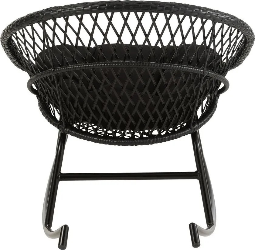 Čierne ratanové záhradné hojdacie kreslo Zayo Black - 118*82*78 cm