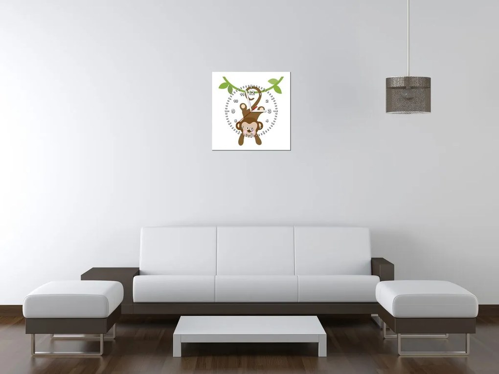 Gario Obraz s hodinami Opička na lane Rozmery: 30 x 30 cm