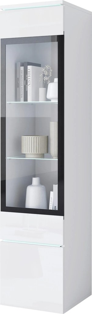 XXXLutz VITRÍNA, biela, biela s vysokým leskom, 30/130/33 cm P & B - Sklenené vitríny - 002778009001