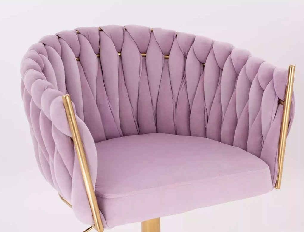 LuxuryForm DESIGN Stolička NORDEN VELUR na zlatom kríži - levanduľa