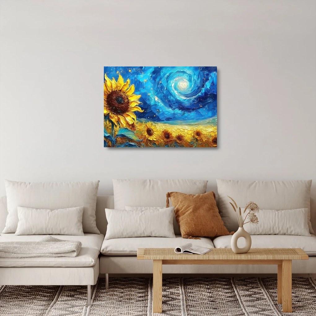 Sklenený obraz - Maľba slnečníc (70x50 cm)
