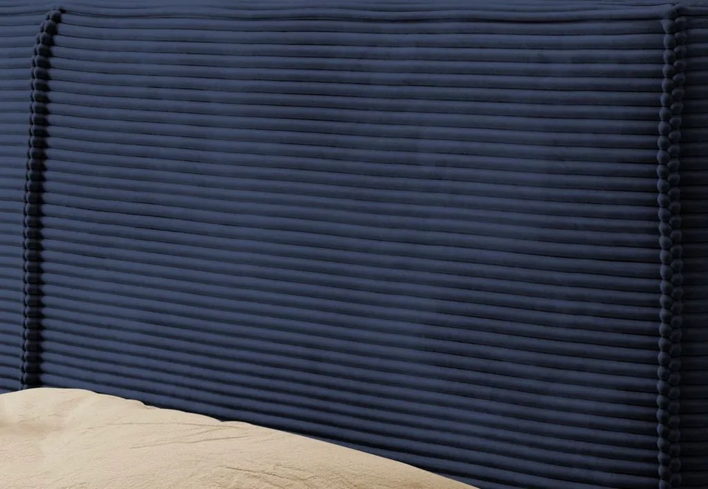 Posteľ Inez 180x200 cm, námornicka modrá šrukturovaná látka