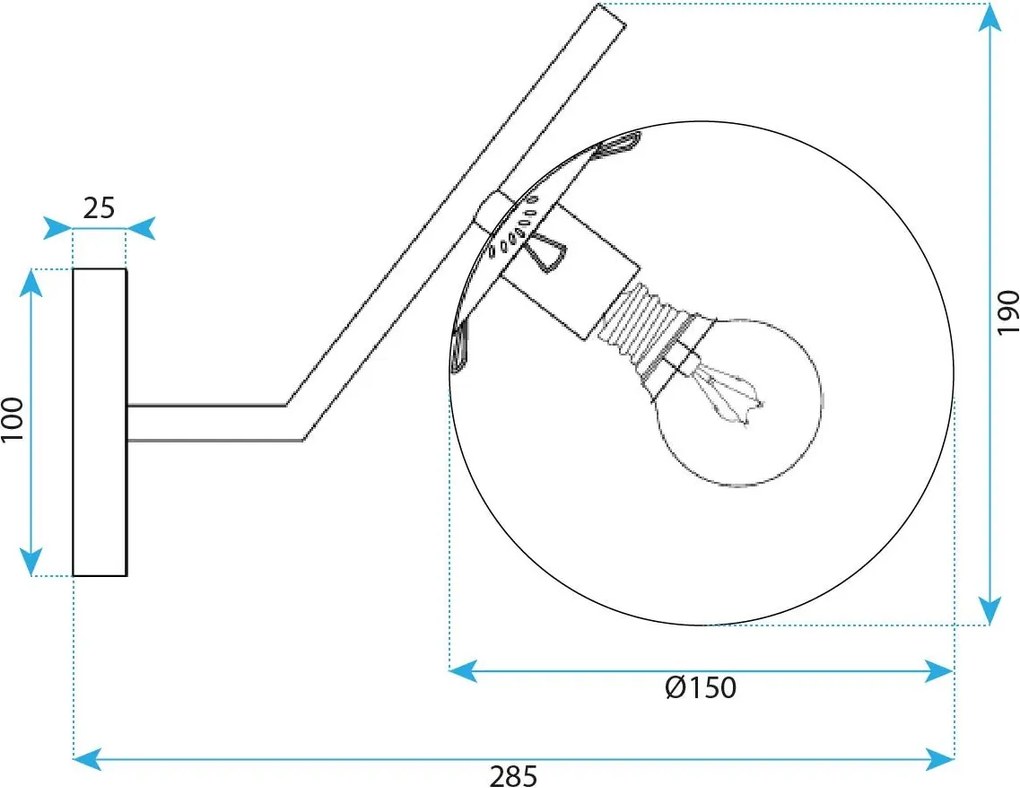 Toolight Toolight, nástenné svietidlo 1xE27, G099-1W, čierna, OSW-09724