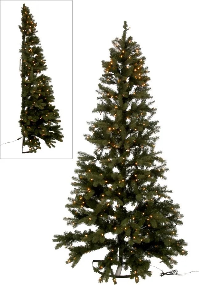 Polovičná umelý zelený dekoratívne vianočný stromček s LED svetielkami - 150 * 150 * 225 cm