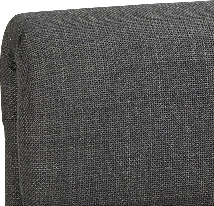 Tmavosivá čalúnená dvojlôžková posteľ s úložným priestorom s roštom 160x200 cm Calvi – Actona