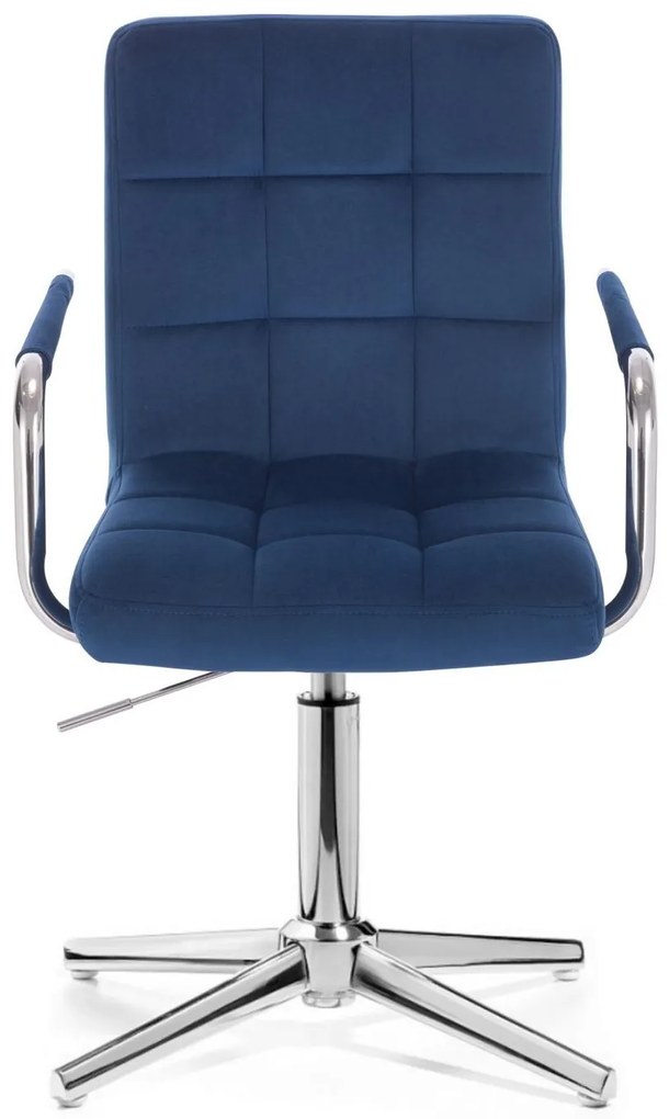 LuxuryForm DESIGN Stolička VERONA VELUR na striebornom kríži - modrá