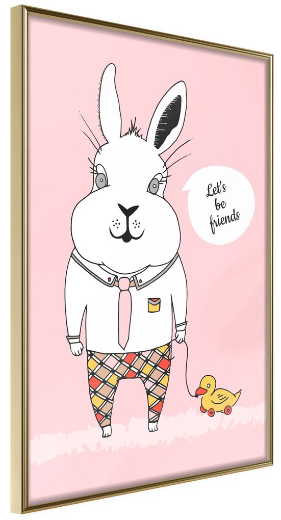 Artgeist Plagát - Rabbit's Friend [Poster] Veľkosť: 20x30, Verzia: Zlatý rám s passe-partout