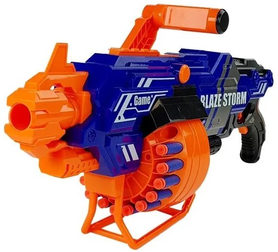 LEAN TOYS Puška s veľkým zásobníkom na penové náboje modro-oranžová