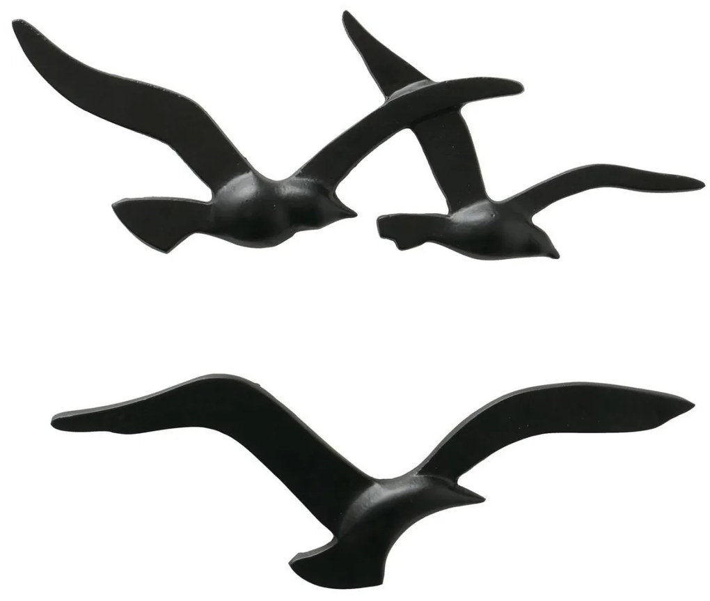 Hliníková dekorácia na stenu Black Bird 13x35 cm + 12x40 cm