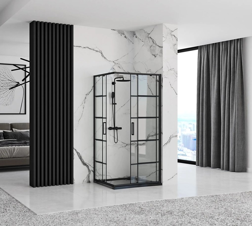 Obdĺžnikový sprchovací kút REA CONCEPT 80x100 cm, čierny/transparent - bez vaničky