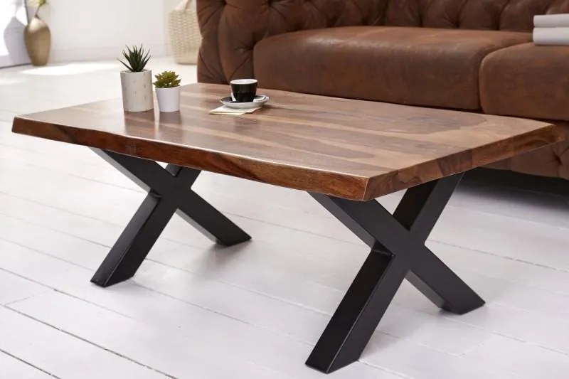 Konferenčný stolík AMAZONAS X 110 cm Sheesham, hnedý