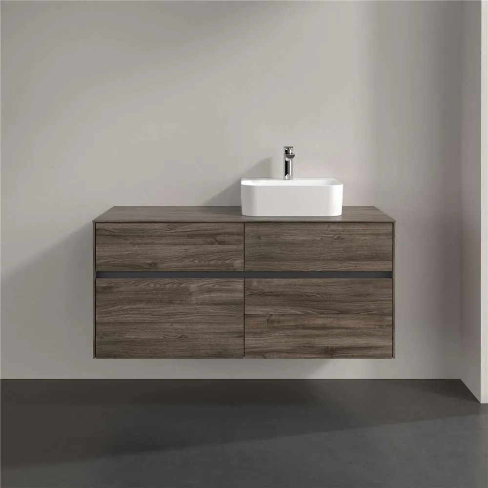 VILLEROY &amp; BOCH Collaro závesná skrinka pod umývadlo na dosku (umývadlo vpravo), 4 zásuvky, 1200 x 500 x 548 mm, Stone Oak, C09900RK