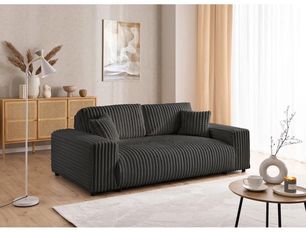 Tmavosivá menčestrová pohovka 213 cm Justin – Ropez