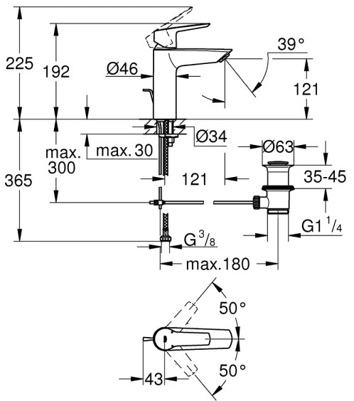 GROHE 234552432 - Umývadlová batéria START 192 mm čierna